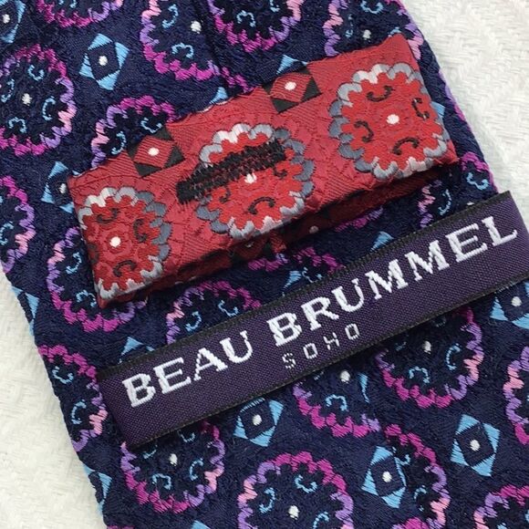 Beau Brummel Soho Hand Made 100% Silk Neck Tie - Picture 6 of 8